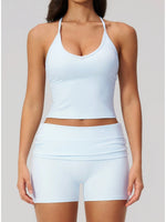 Summer 2Pcs Yoga Sets Women Camisole Slimming Sports Tank Top Pleate High Waist Shorts Fitness Suit Gym Running Excersize Wear