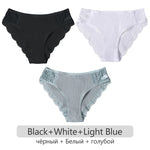 3Pcs/set Women's Cotton Panties M-2XL Trendy Patchwork Lace Underwear Female Low Waist Briefs Ladies Comfortable Underpants 2023