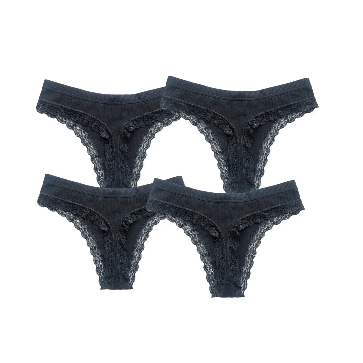 4Pcs/Set Women Cotton Panties Thongs Low Rise G-string Lace Underwear Female Underpants M-XL Sexy Lingerie Panties Intimates