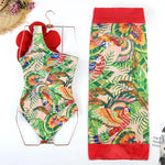 2024 Sexy Sling Ruffle Solid Two Pieces Bikini Women High Waist 3D Flower Swimsuit Skirt Summer Backless Beachwear Bathing Suit