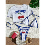 2026 Sexy 3 Piece Women Swimsuit Short-sleeve Cover-up Swimwear Summer Print Bikini Set Brazilian Beachwear Party Bathing Suit