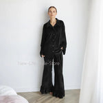 Women European Style Pajama Set Autumn Winter Skin Friendly Warm Comfortable Long Sleeve Pants Two Piece Ladies Sleepwear