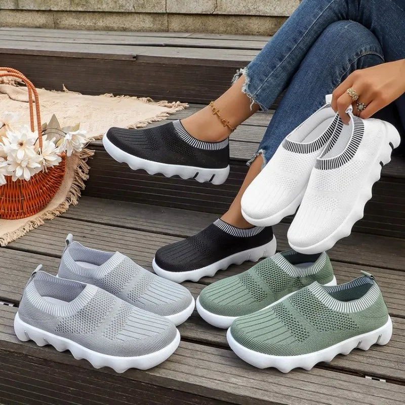 Spring Women Knitting Sock Sneakers Summer New Fashion Casual Breathable Mesh Outdoor Flats Walking Shoes for Women