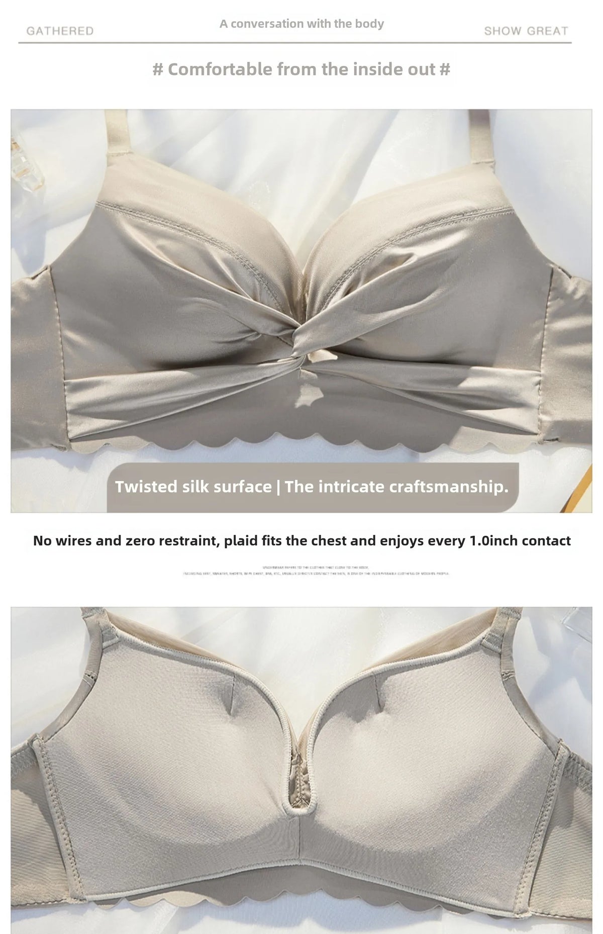 MOYISU Lingerie Women's Small Chest Gathering Summer No Underwire Retraction Breast Anti-sag Flat Bra Cover Underwear Set