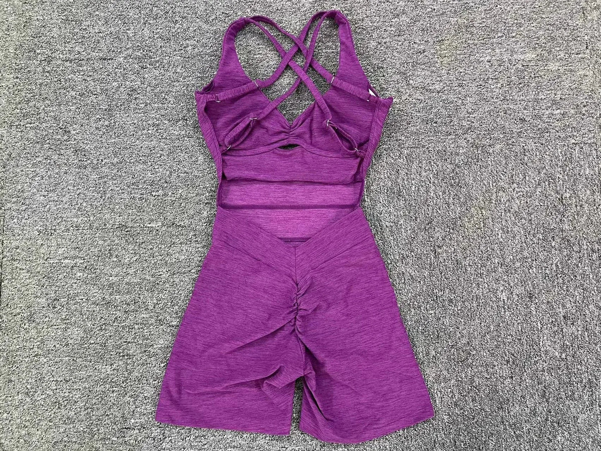 Adjustable double straps Open backV shape back design Scrunch butt No front seam Flatlock InseamRemovable pads BODYSUIT