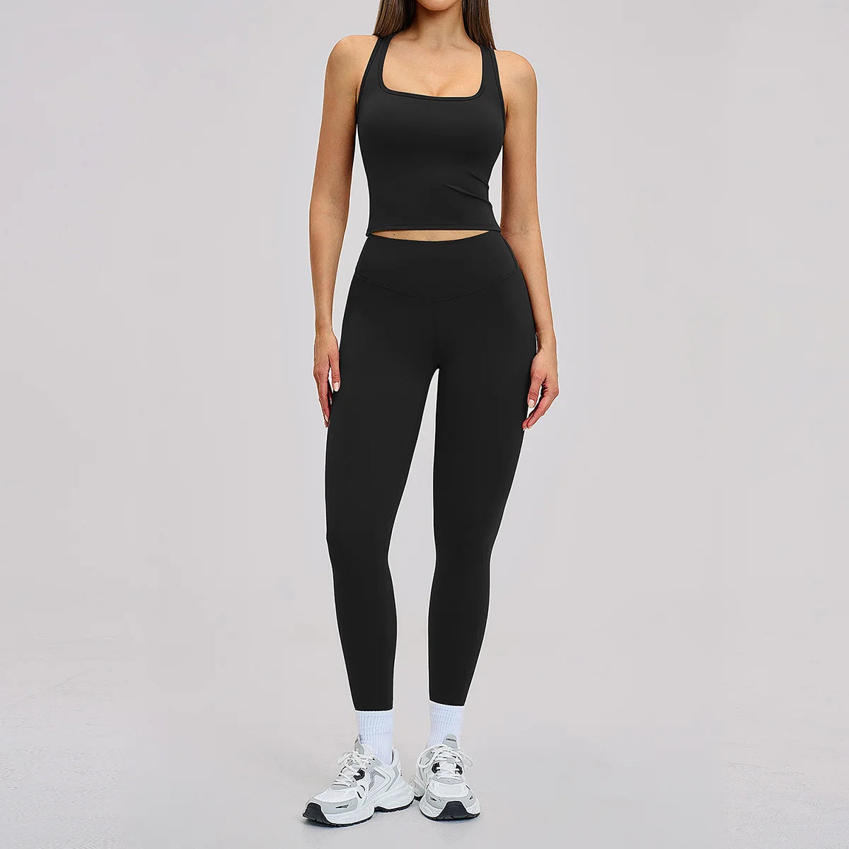 New Yoga Set 2PCS Gym Clothes Workout Outfits Women Long-sleeved T-shirt Sportswear Tracksuits Fitness Sports Vest Gym Leggings