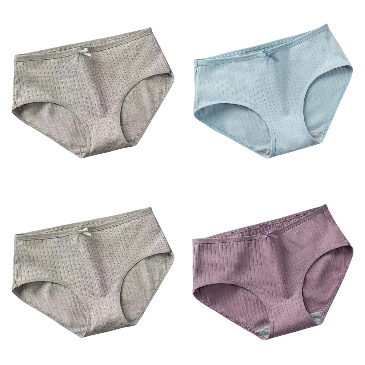 4Pcs/Set Women Cotton Panties Low Waist Briefs Breathable Comfort Underwear Sexy Lingerie Solid Color Underpants Intimates M-XL