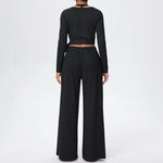 3 Pcs Women's Seamless Yoga Set Sports Fitness Gym Slim-Fit Long Sleeve & Tank Top Suits Workout Running Training Sets
