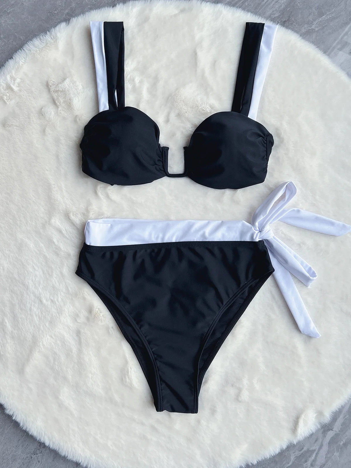 DEKA Patchwork Bandeau Bikini Set Sexy Women Swimsuits High Waist Swimwear Female Brazilian Bikini Set Bathing Suit Swim