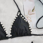Bikini 2026 Sexy Black Halter Pearl Decor Swimwear Swimsuit Women Bikinis Set Bathing Suit Beach Bikini Female Biquinis Feminino