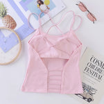 Women Tank Crop Tops Female Crop Top Seamless Backless Summer Cropped Camis Removable Pads Lingerie Girls Camisole
