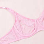 3 Pcs Womens Lace Bra Underwire BH Hollow Out Embroidery Perspective Sexy Underwear Lingerie Tops Plus Size Brassiere