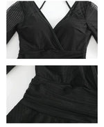 Swimsuit Women's Summer New One-piece Skirt Style Slimming Lace Long Sleeved Small Chest Steel Support Hot Spring Swimsuit
