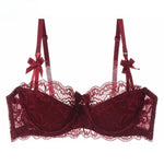 MOYISU Summer Lingerie Set Sheer French Lace Minimiser Bra Briefs Ultra Thin Sexy Women's Underwear Big Bust Sexy Tushy & Panty