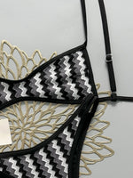 Crochet Striped Brazilian Bikini Women Swimsuit Female Swimwear Two-pieces Bikini Set High Leg Cut Bather Bathing Suit Swim Lady