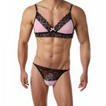 European and American men's sexy lace bra and panties temptation suit transvestite suit