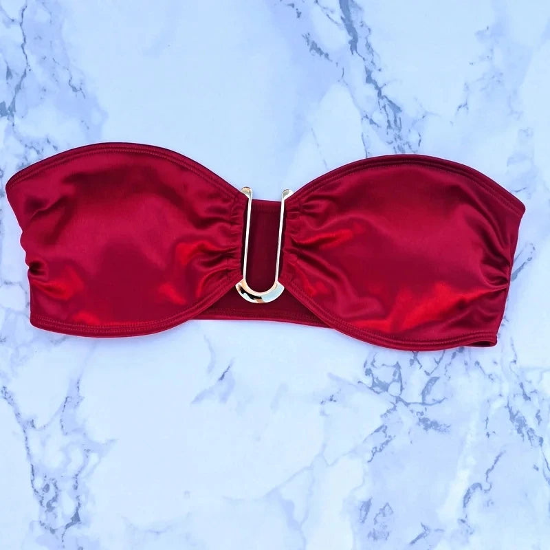 Sexy U Shaped Bandeau Bikinis Sets Mujer Strapless Swimwear Women Gold Swimsuit Bathing Suit Biquinis Brazilian Bikini Swim 2026
