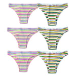6PCS/Set Cotton Panties For Women Striped Briefs Low Waist Bottoms Female Sports Underpants Seamless Underwear Sexy Lingerie