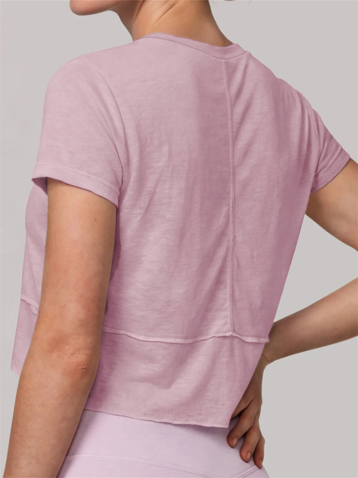 Quick Drying Pink Black Yoga T Shirts Women Short Sleeve O Neck Loose Fitness Tops Outdoor Lightweight Ruffles Short T-shirts