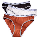 3Pcs/Set Women Low Waist Briefs Letter Waistband Casual Sport Style Panties Rib Knit Cotton Stretch Underwear Ladies Underpants