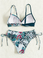 Tropical Print Bikini 2026 Women Drawstring Swimwear Female Push Up Swimsuit Beachwear Bathers Bathing Swimming Swim Suit