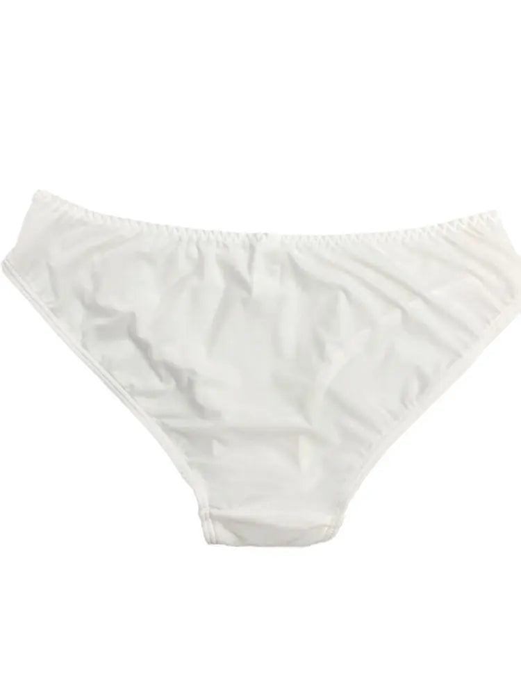 Simple, Smooth, Seamless, Solid Color, Mid-Low Waist Briefs for Women, Summer Ice Silk Women's Underwear, Pure Cotton Crotch