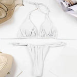 Sexy Bikini Set Two Piece Swimsuit Bikini Set Push Up Bra Solid Thong Women Swimwear Beachwear Bathing Suit Traje De BañO 2024
