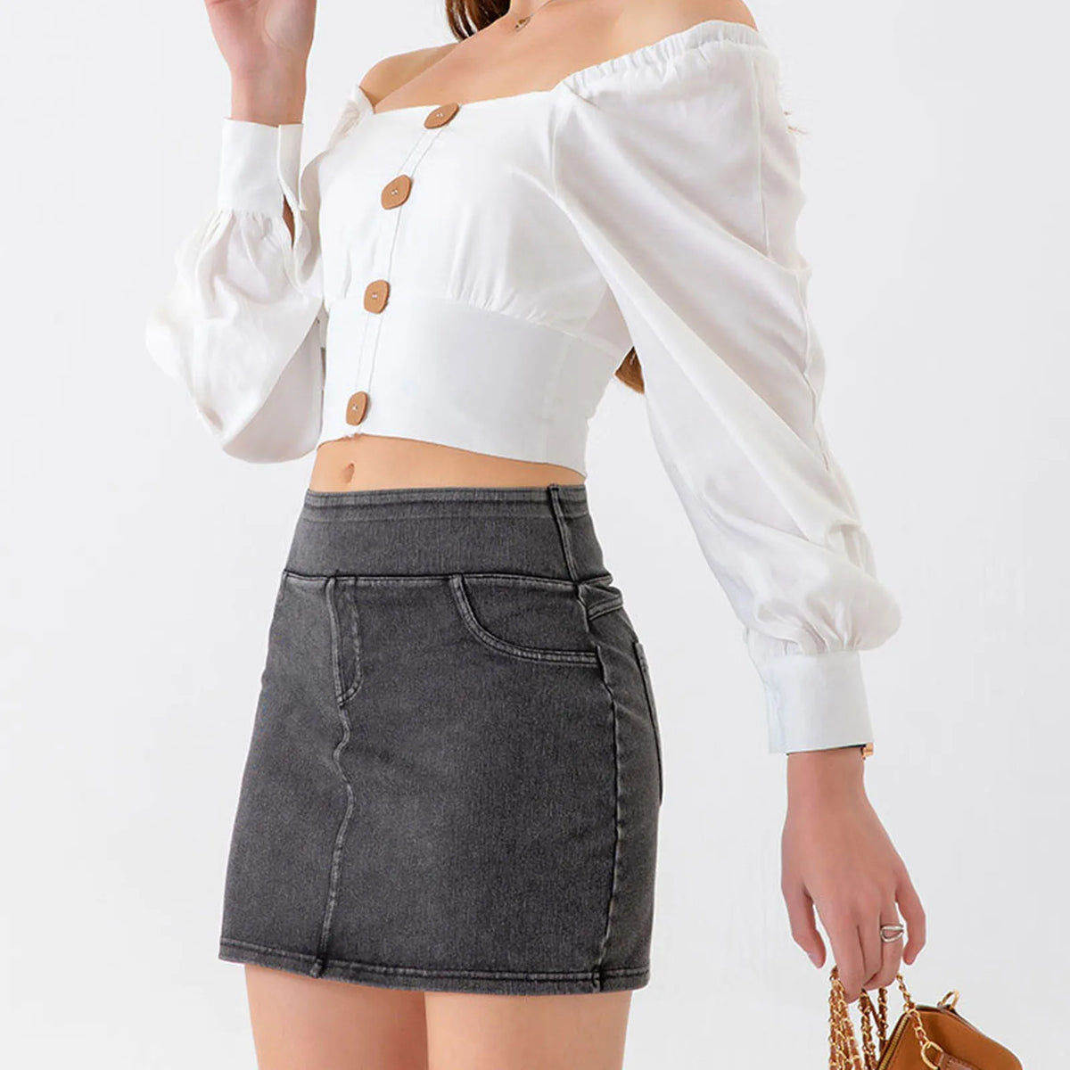 Sexy Hip Mini Denim Skirt High Elastic Slimming Jean Skirt Summer Jeans Harajuku Streetwear Sexy Hot Girl Casual A-Line Skirts