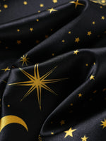 Women's Pajama Comfortable Loose Women's Elegant Pajama Set with Star and Moon Print V-Neck Camisole and Shorts 3pcs Set for All