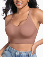 Women's Wireless Sports Bra Yoga Bra Simple Solid Color X-Back Design Wide Adjustable Straps Removable Pads Comfort