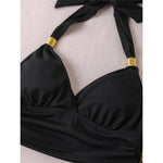S - XXL 2026 Ribbed Halter Mid Waist Bikini Female Swimsuit Women Swimwear Two-Pieces Bikini Set Bather Bathing Suit Swim V6447