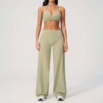Women's Fitness Set Gym Tracksuit Breathable Sports Bra Flared Trousers Suit Workout Clothing Sportswear Female Athletic Wear