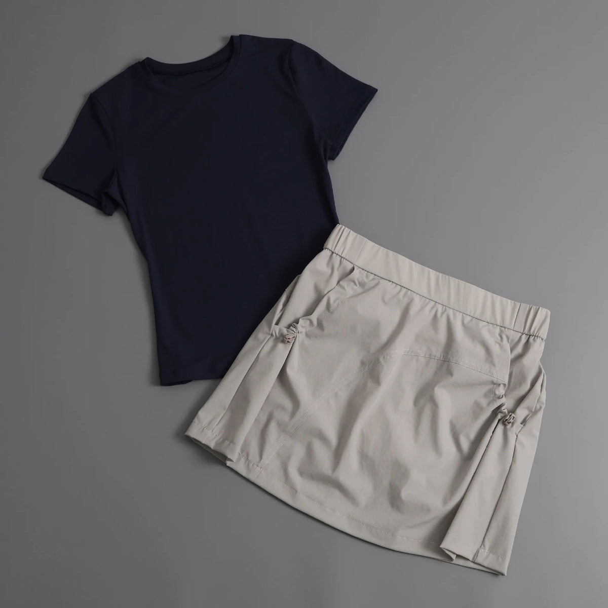 Summer Casual Yoga Sets Women Short Sleeve Loose T-shirt Sportwear High Waist Pocket Sports Short Skirt Fitness Running Wear