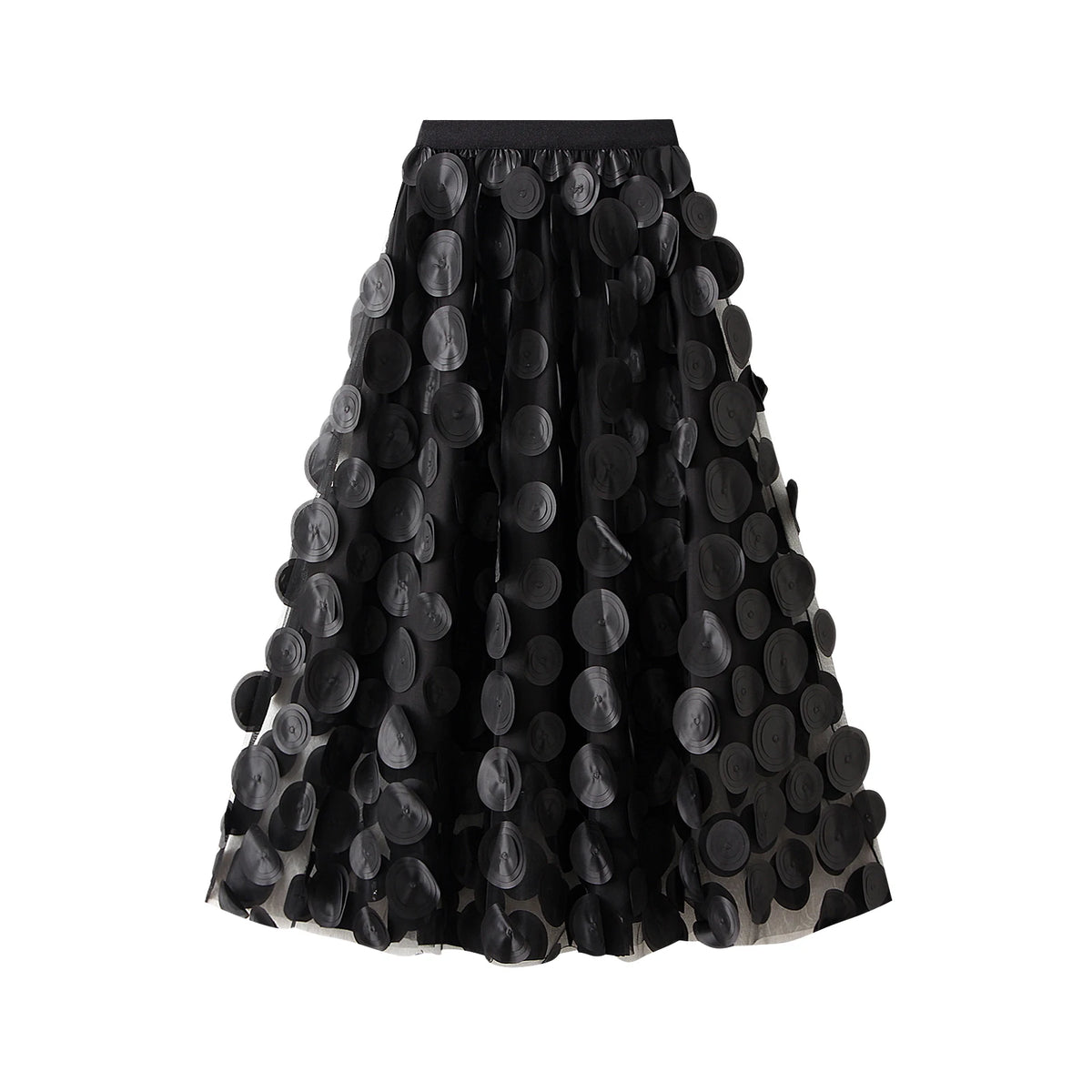Women Tulle Tutu Skirt Solid Color 3D Dot Elastic Mesh Fairy A-Line Skirt for Beach Party Streetwear