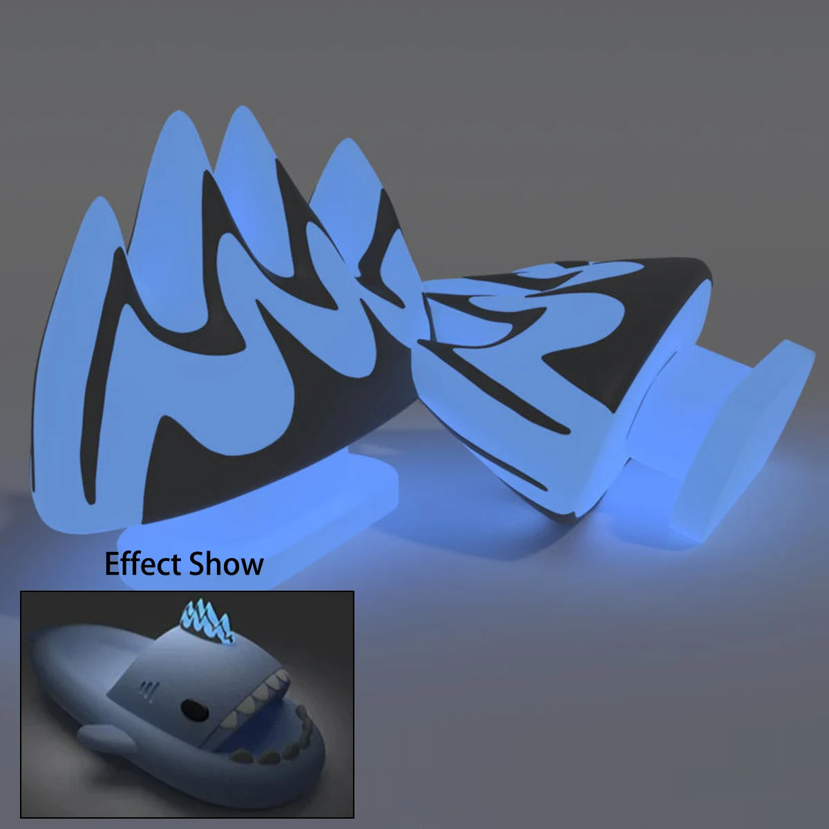 2pcs Detachable Fins Unisex Shark Slippers Charms Luminous In Dark Christmas Red Hat Halloween Pumpkin DIY Shoes Accessories
