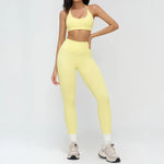 2 Pieces Sportswear Women Yoga Set Gym Clothes Fitness Set Outfit Outdoor Long-Sleeved Shirt Tracksuits Sports Bra Gym Leggings