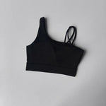 Women's Irregular Shoulder Strap Yoga Sports Bra Shockproof One-Piece Cup Running Vest for Training Fitness And Yoga