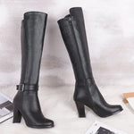 2020 fashion high heels women knee high boots pu leather office ladies dress shoes spring autumn boots woman big size 34-43 63