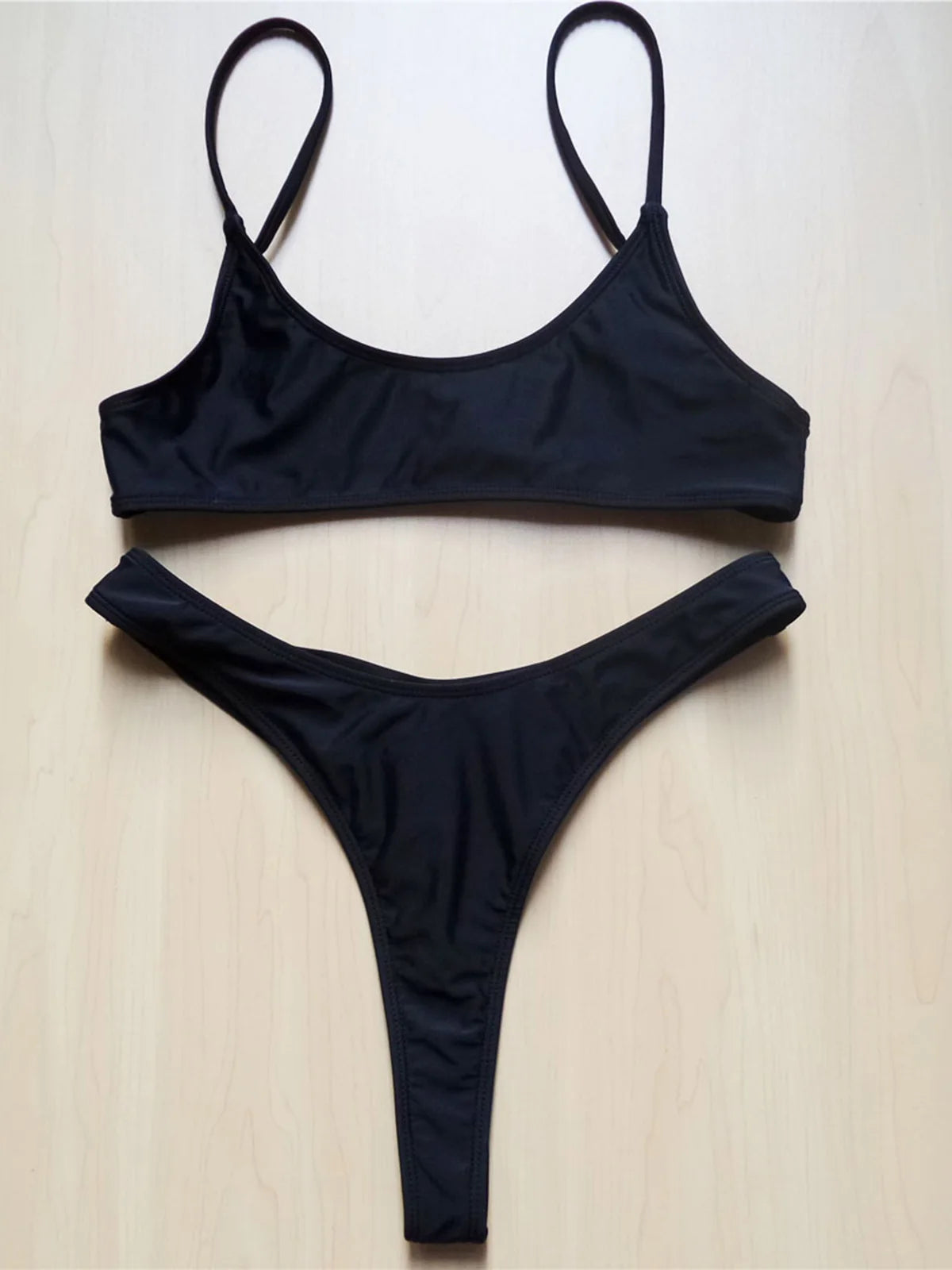 Sexy Black Tiny High Cut Leg Thong Bikini Female Swimsuit Women Swimwear Two-Pieces Bikini Set Bather Bathing Suit Swim V517C