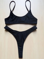 Sexy Black Tiny High Cut Leg Thong Bikini Female Swimsuit Women Swimwear Two-Pieces Bikini Set Bather Bathing Suit Swim V517C