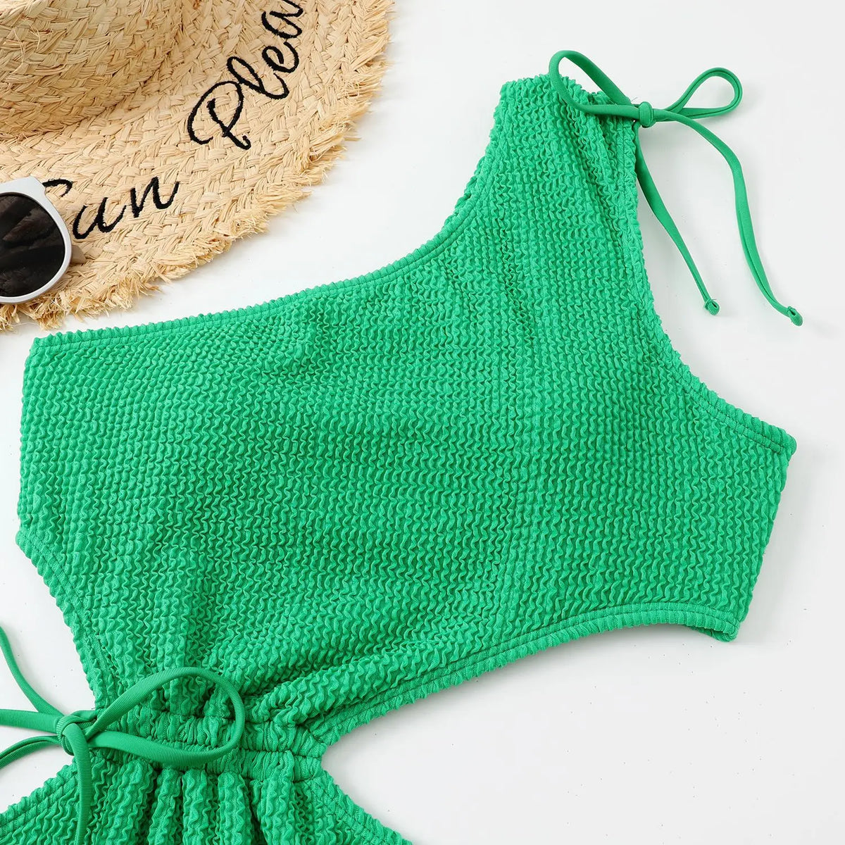 One Shoulder Women's Swimsuit One Piece Cut Out Sexy Swimwear Women 2022 Textured Monokini Solid Bathing Suit Beach Wear Purple
