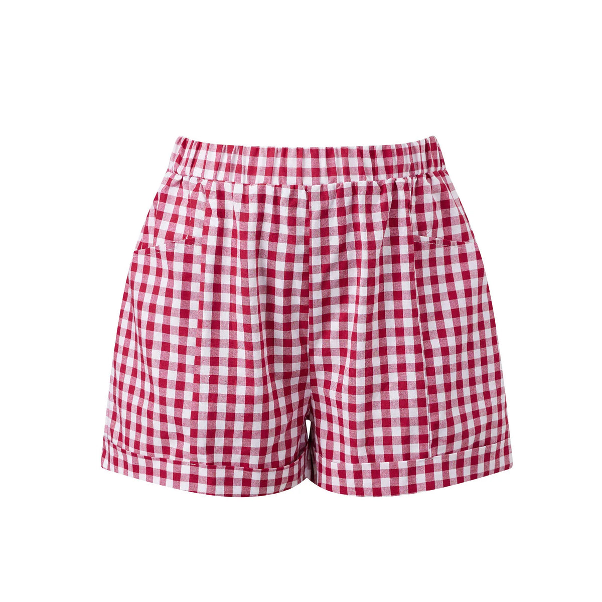 Summer Women's Loose Plaid Shorts Elastic Waist Wide Leg Shorts with Pockets Daily Lounge Casual Going Out Short Pants