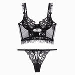 Summer French Lace Bralette Beach Set Sheer Ultra Thin Embroidered Waistcoat Thong See Through Light Support AU S-XL MOYISU BC