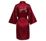 Wedding Party Team Bride Robe With Black Letters Kimono Satin Pajamas Bridesmaid Bathrobe SP004