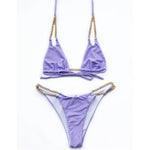 7 Colors Sexy Halter Bikini Female Swimsuit Women Swimwear Two-Pieces Bikini Set Metal Chain Bather Bathing Suit Swim Lady V2362