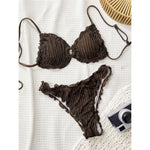 Wrinkled Crinkled Frilled Bikini Female Swimsuit Women Swimwear Two-pieces Bikini set Brazilian Bather Bathing Suit Swim V8053