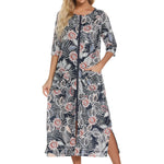 Summer Dresses For Women 2024 Zipper Front Robe Half Sleeve Bathrobe Full Length Soft Cotton Duster Dress With Pockets Home Wear