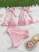 S - XL V Shaped Underwired Female Swimsuit High Waist Bikini Women Swimwear Bather Bathing Suit Swim Two-pieces Bikini set K8042