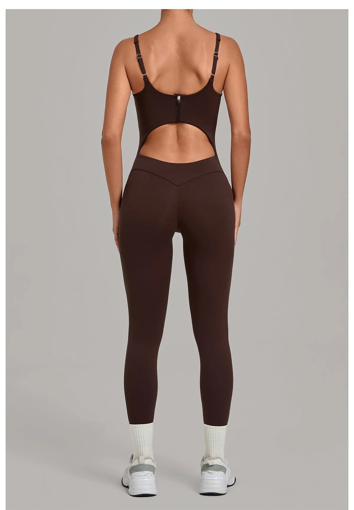 Summer Sports Overalls Women Gym High Stretch Back Zipper Yoga Jumpsuit Tight Hollow Out Slim Hip Lifting One Piece Bodysuit