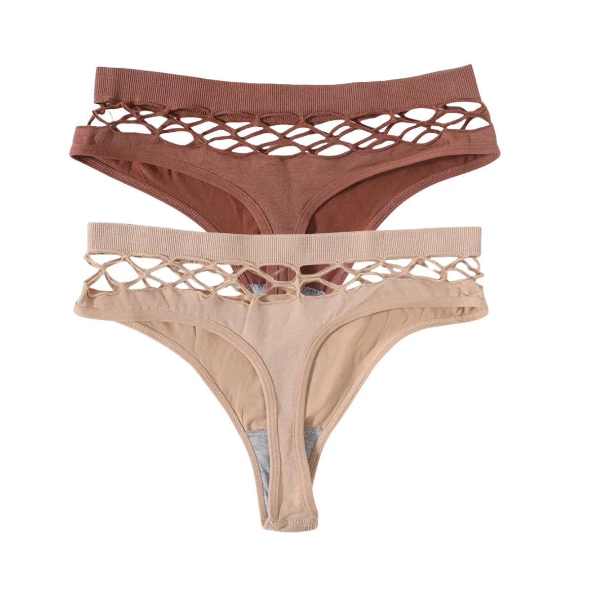 2Pcs/Set Seamless Thongs Panties Women High Rise Underwear Sexy Lingerie Bottoms Female Underpants Hollow G-String Pantys M-L